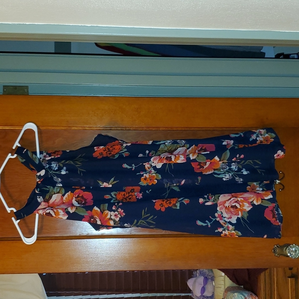 iZ Byer, dark blue & floral mini dress